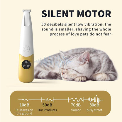 Rechargeable Pet Hair Trimmer Kit, Pet Paw Trimmer, Cordless Quiet Dog Trimmer for Grooming with LED Light, Small Dog Grooming Clippers for Dogs & Cats, Pet Grooming Tool,Waterproof, Low Noise Pet Shaver