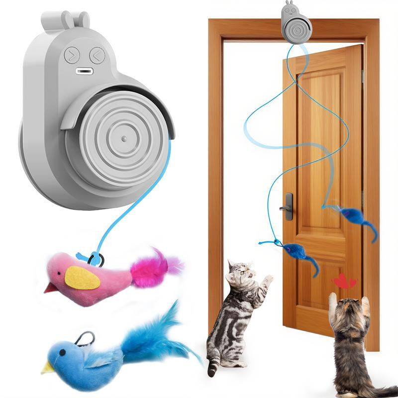 Catpick Interactive Cat Toys for Indoor Cats Automatic Electric Flying Bird Feather Cat Toy - Best Kitten & Adult Cat Enrichment Toy Stick-On Hanging Electric Kitty Toys for Bored Cats