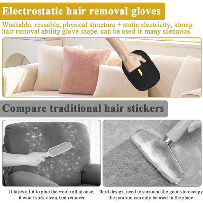 Pet Hair Remover Electrostatic Gloves Two-Way Brush Sticky Hair Remover Cat Hair Dog Hair Glover Grooming Removal Cleaning