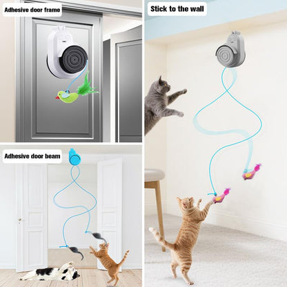 Catpick Interactive Cat Toys for Indoor Cats Automatic Electric Flying Bird Feather Cat Toy - Best Kitten & Adult Cat Enrichment Toy Stick-On Hanging Electric Kitty Toys for Bored Cats