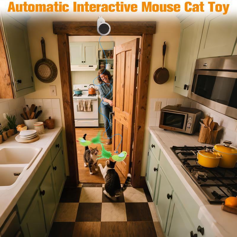 Catpick Interactive Cat Toys for Indoor Cats Automatic Electric Flying Bird Feather Cat Toy - Best Kitten & Adult Cat Enrichment Toy Stick-On Hanging Electric Kitty Toys for Bored Cats