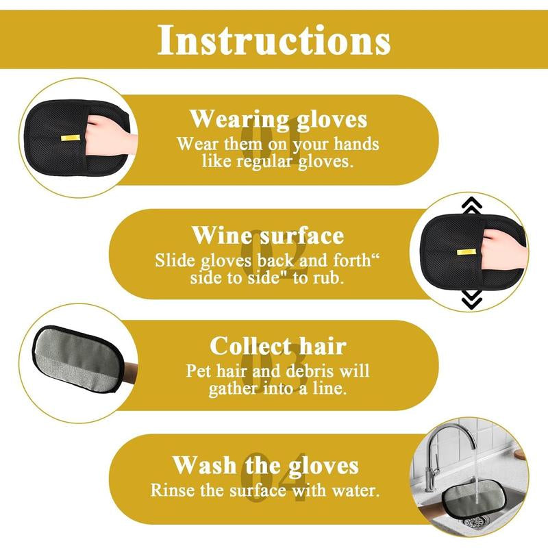 Pet Hair Remover Electrostatic Gloves Two-Way Brush Sticky Hair Remover Cat Hair Dog Hair Glover Grooming Removal Cleaning